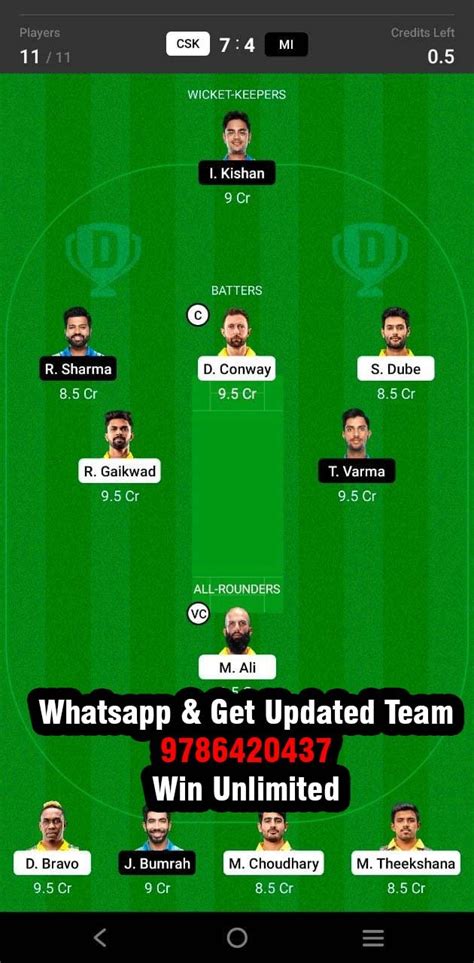 csk vs mi dream11 team prediction